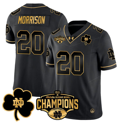 Notre Dame Fighting Irish 2025 Sugar Bowl Champions Gold Jersey - All Stitched