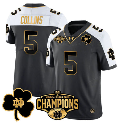 Notre Dame Fighting Irish 2025 Sugar Bowl Champions Gold Jersey - All Stitched
