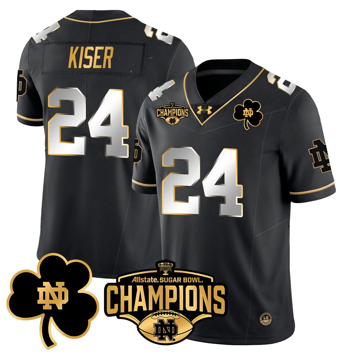 Notre Dame Fighting Irish 2025 Sugar Bowl Champions Gold Jersey - All Stitched