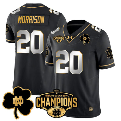 Notre Dame Fighting Irish 2025 Sugar Bowl Champions Gold Jersey - All Stitched