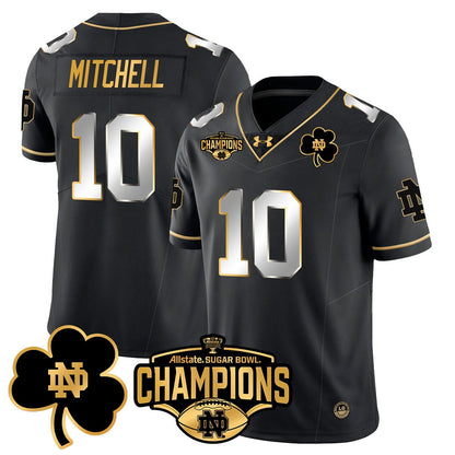 Notre Dame Fighting Irish 2025 Sugar Bowl Champions Gold Jersey - All Stitched