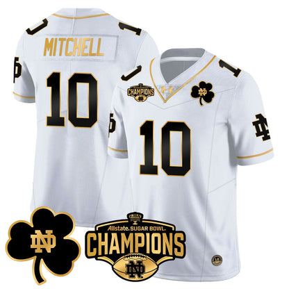 Notre Dame Fighting Irish 2025 Sugar Bowl Champions Gold Jersey - All Stitched