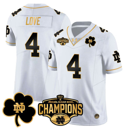 Notre Dame Fighting Irish 2025 Sugar Bowl Champions Gold Jersey - All Stitched