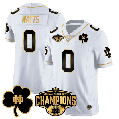 Notre Dame Fighting Irish 2025 Sugar Bowl Champions Gold Jersey - All Stitched