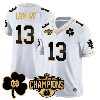 Notre Dame Fighting Irish 2025 Sugar Bowl Champions Gold Jersey - All Stitched
