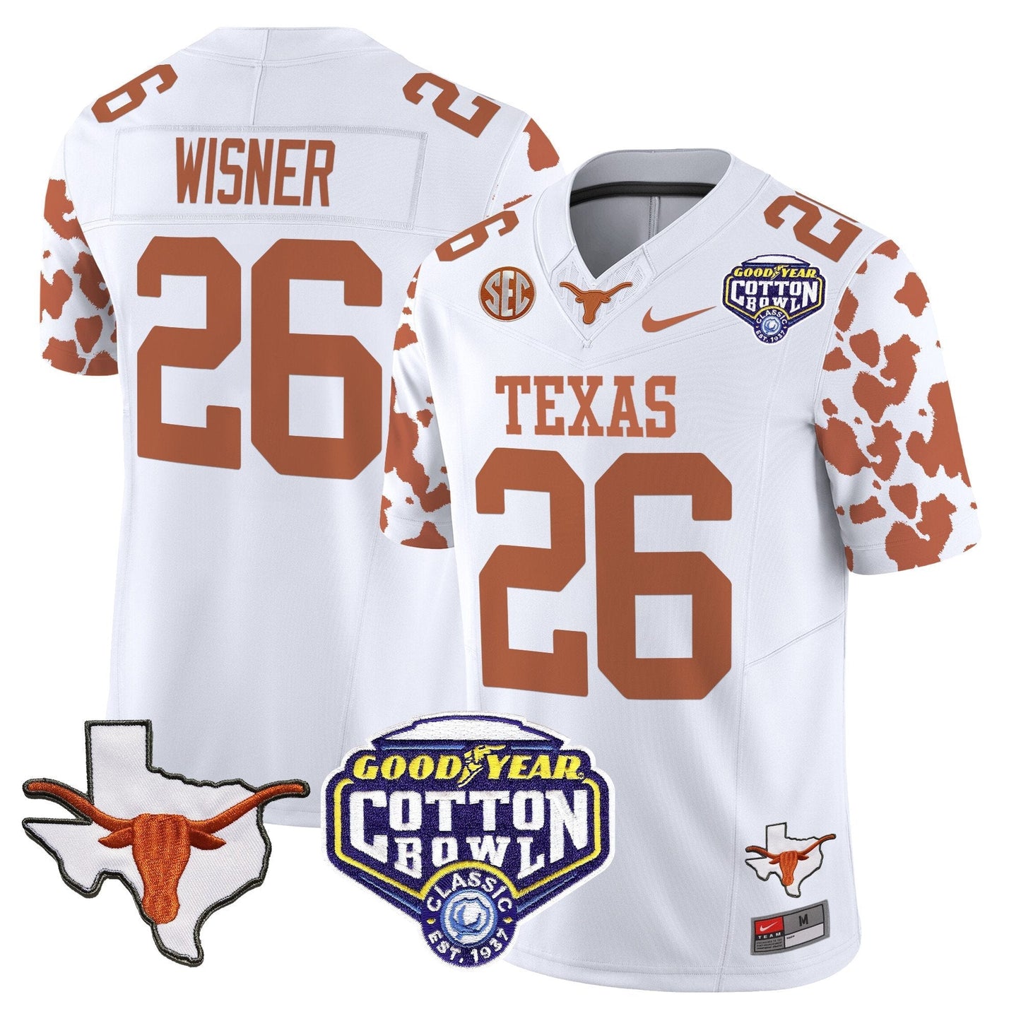 TEX Cow Spots Cotton Bowl Patch Vapor Limited Jersey - All Stitched