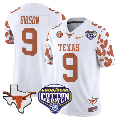 TEX Cow Spots Cotton Bowl Patch Vapor Limited Jersey - All Stitched