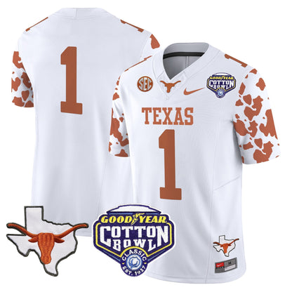 TEX Cow Spots Cotton Bowl Patch Vapor Limited Jersey - All Stitched