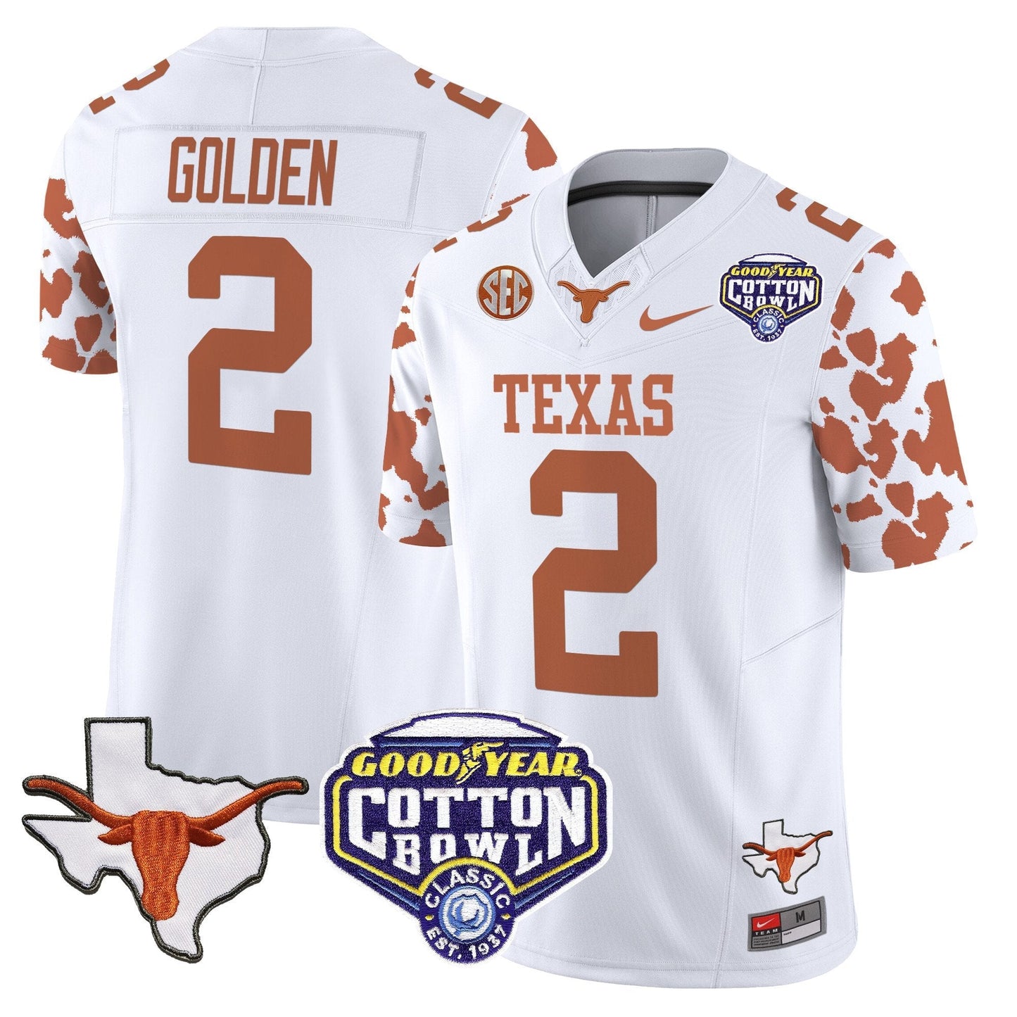 TEX Cow Spots Cotton Bowl Patch Vapor Limited Jersey - All Stitched