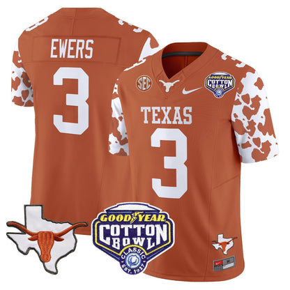 TEX Cow Spots Cotton Bowl Patch Vapor Limited Jersey - All Stitched