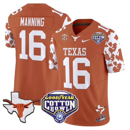 TEX Cow Spots Cotton Bowl Patch Vapor Limited Jersey - All Stitched