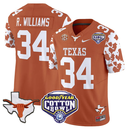 TEX Cow Spots Cotton Bowl Patch Vapor Limited Jersey - All Stitched