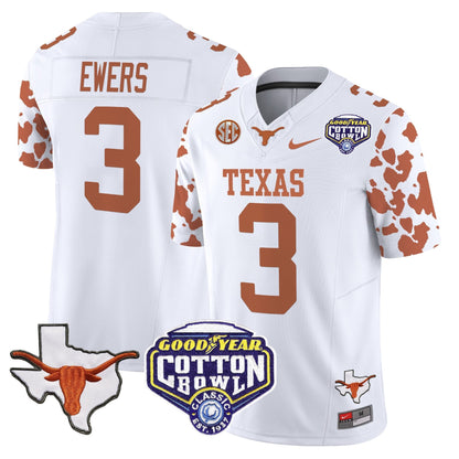 TEX Cow Spots Cotton Bowl Patch Vapor Limited Jersey - All Stitched