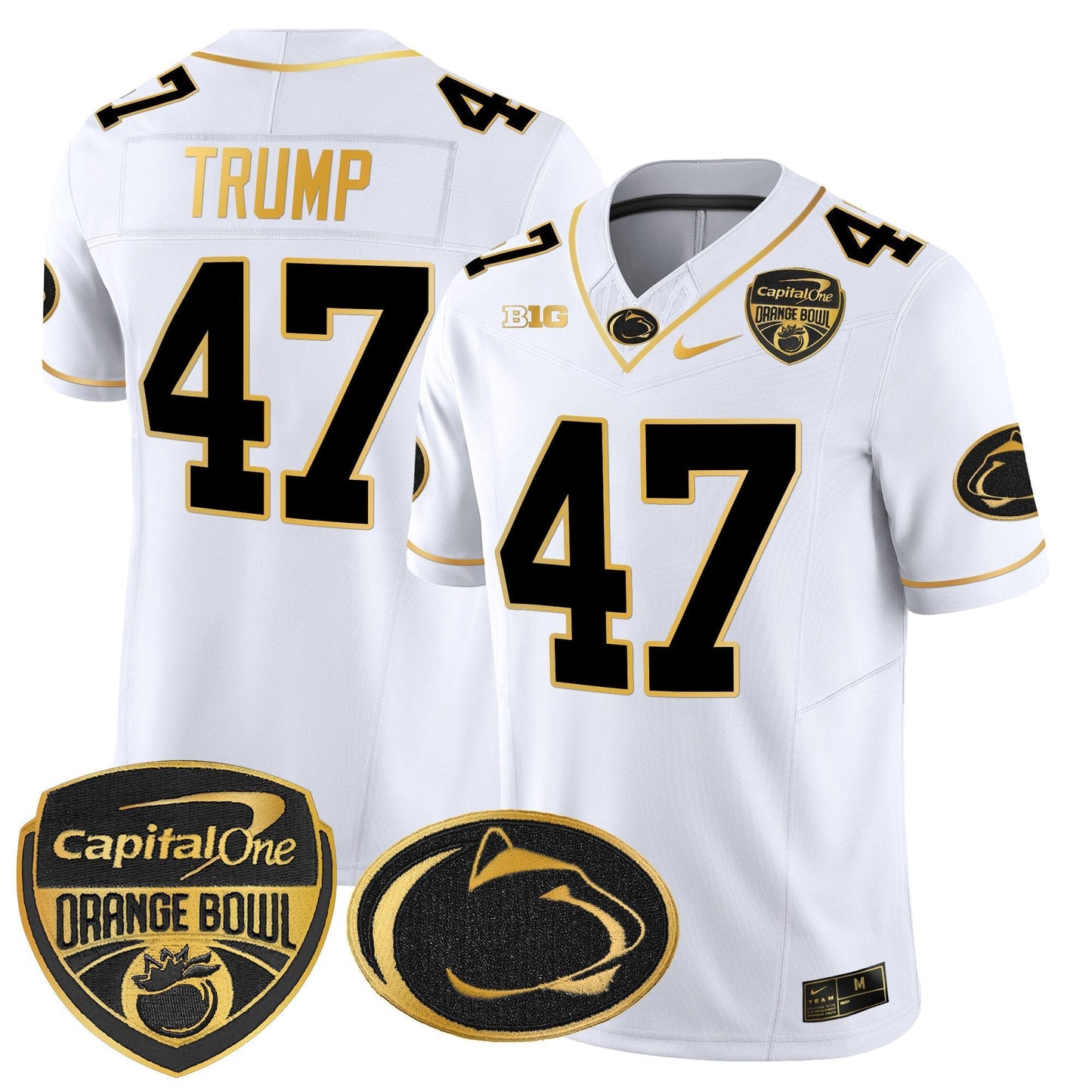 PSU Orange Bowl Patch Gold Vapor Limited Jersey - All Stitched