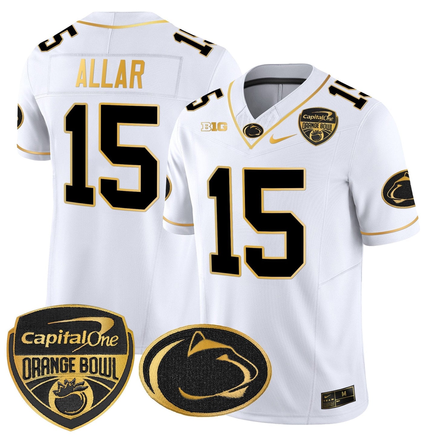 PSU Orange Bowl Patch Gold Vapor Limited Jersey - All Stitched