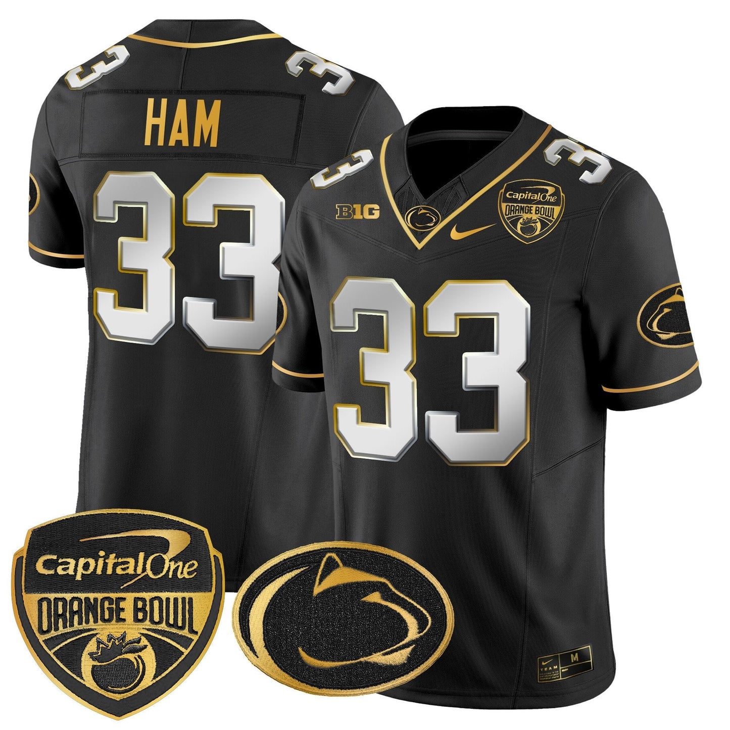 PSU Orange Bowl Patch Gold Vapor Limited Jersey - All Stitched