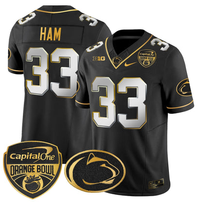 PSU Orange Bowl Patch Gold Vapor Limited Jersey - All Stitched