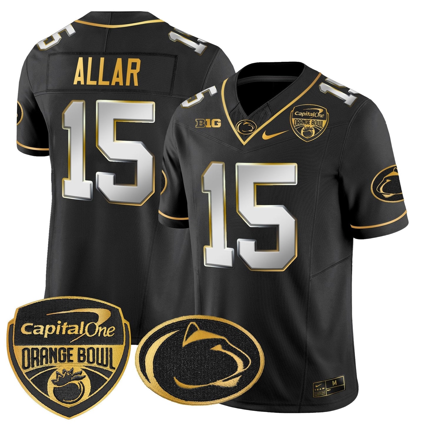 PSU Orange Bowl Patch Gold Vapor Limited Jersey - All Stitched