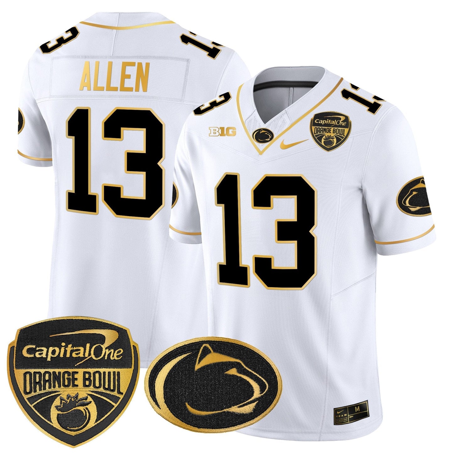 PSU Orange Bowl Patch Gold Vapor Limited Jersey - All Stitched