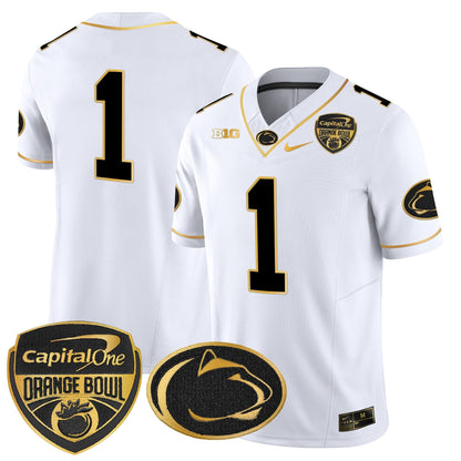 PSU Orange Bowl Patch Gold Vapor Limited Jersey - All Stitched