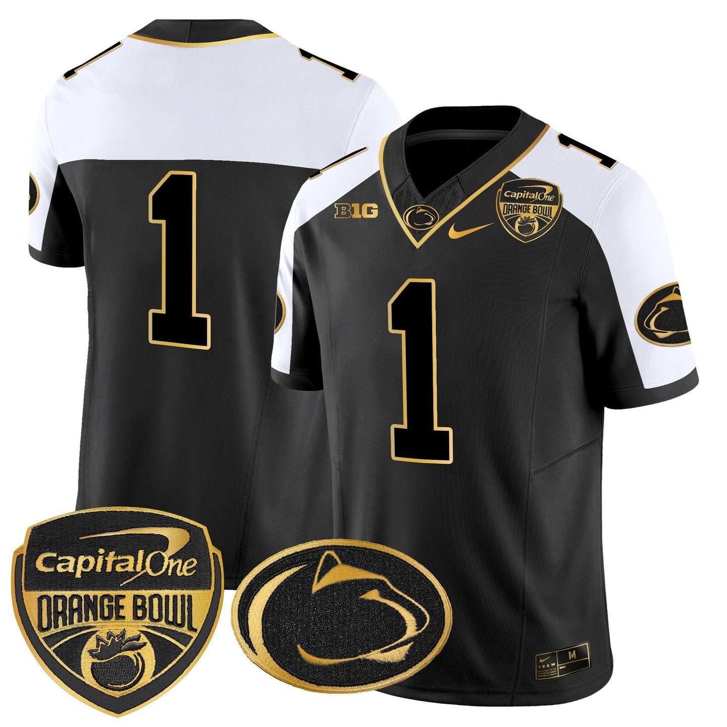 PSU Orange Bowl Patch Gold Vapor Limited Jersey - All Stitched