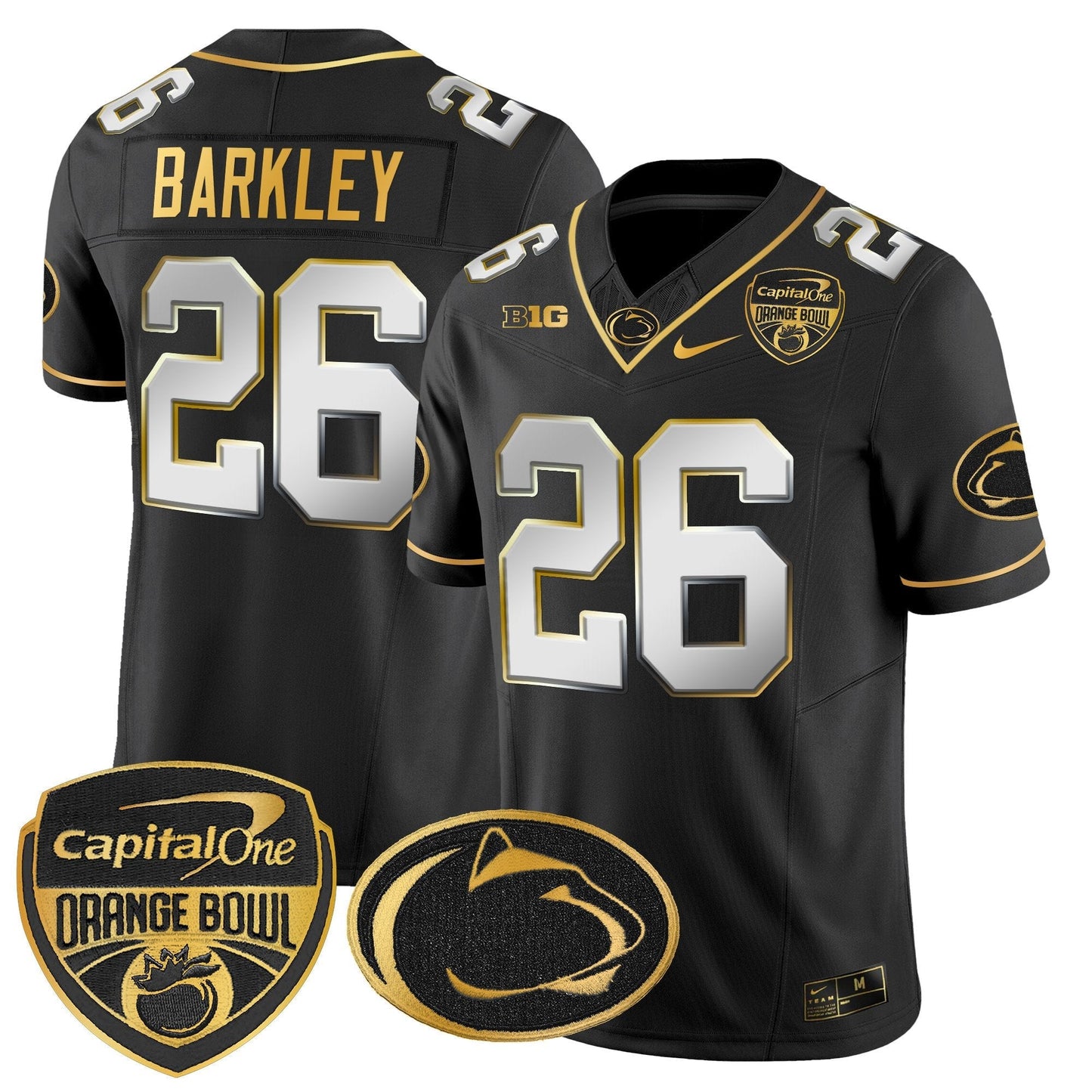 PSU Orange Bowl Patch Gold Vapor Limited Jersey - All Stitched