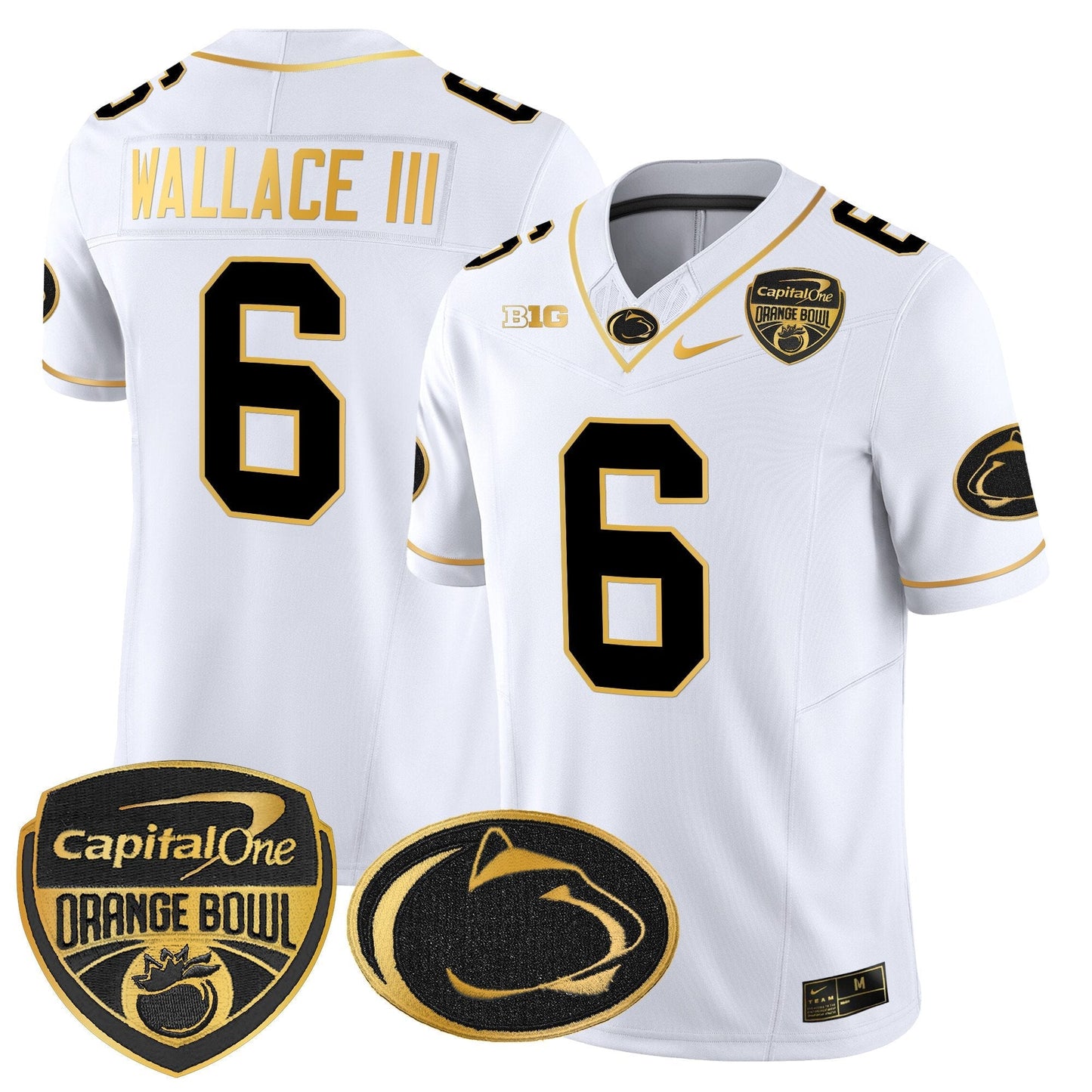 PSU Orange Bowl Patch Gold Vapor Limited Jersey - All Stitched