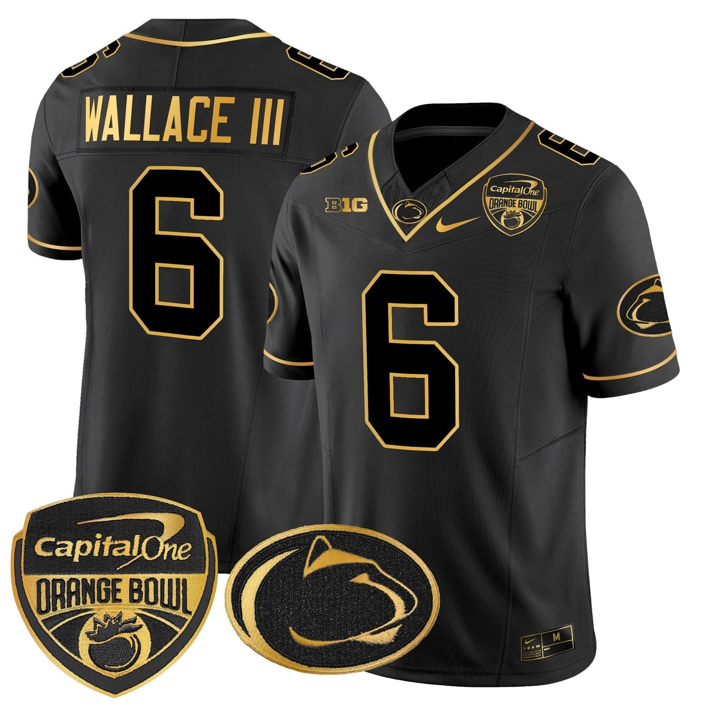 PSU Orange Bowl Patch Gold Vapor Limited Jersey - All Stitched