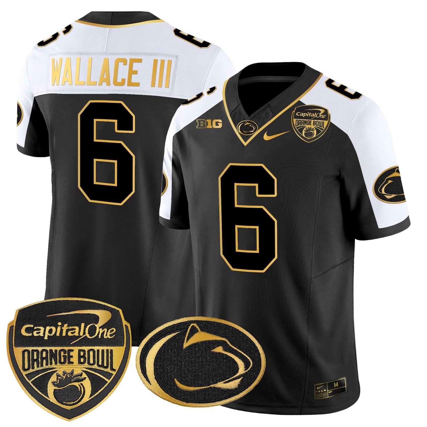 PSU Orange Bowl Patch Gold Vapor Limited Jersey - All Stitched