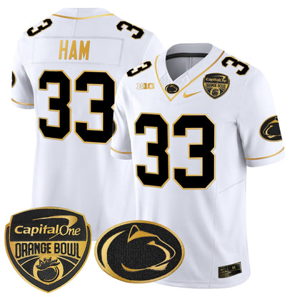 PSU Orange Bowl Patch Gold Vapor Limited Jersey - All Stitched