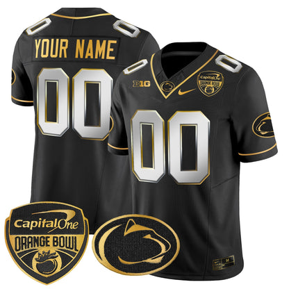 PSU Orange Bowl Patch Gold Vapor Limited Custom Jersey - All Stitched