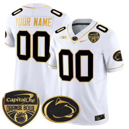 PSU Orange Bowl Patch Gold Vapor Limited Custom Jersey - All Stitched