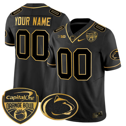 PSU Orange Bowl Patch Gold Vapor Limited Custom Jersey - All Stitched