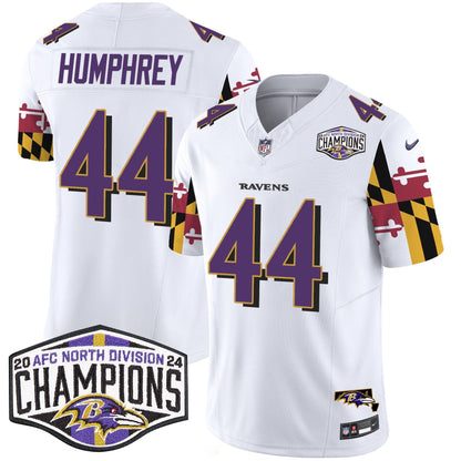 Ravens Maryland Flag 2024 AFC North Division Champions Patch Vapor Limited Jersey - All Stitched