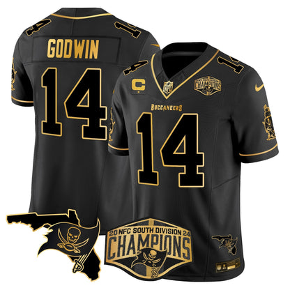 Buccaneers 2024 NFC South Division Champions Patch Gold Vapor Limited Jersey - All Stitched