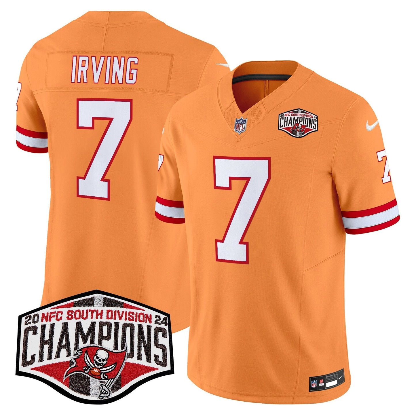TB Creamsicle 2024 NFC South Division Champions Patch Vapor Limited Jersey - All Stitched