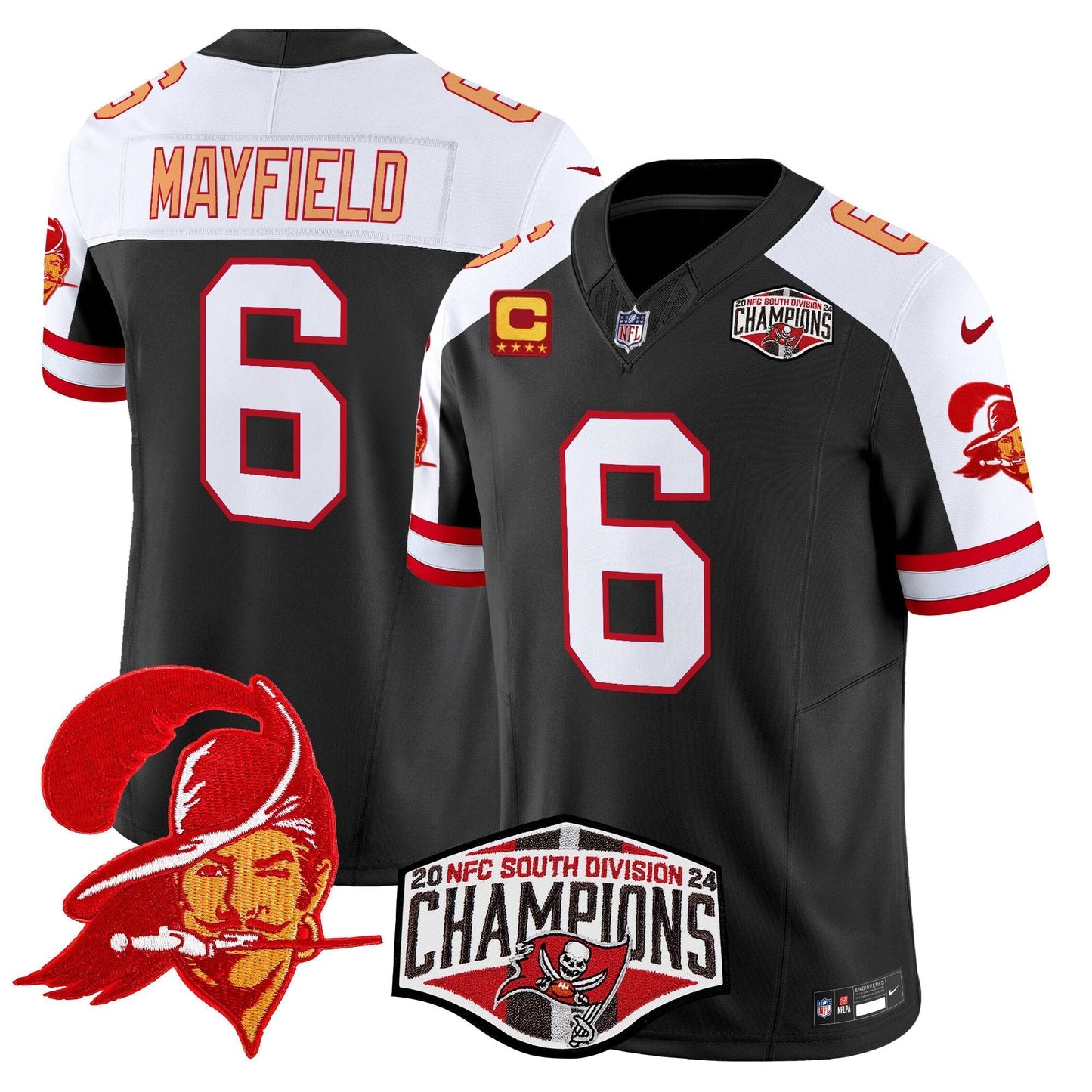 TB Creamsicle 2024 NFC South Division Champions Patch Vapor Limited Jersey - All Stitched