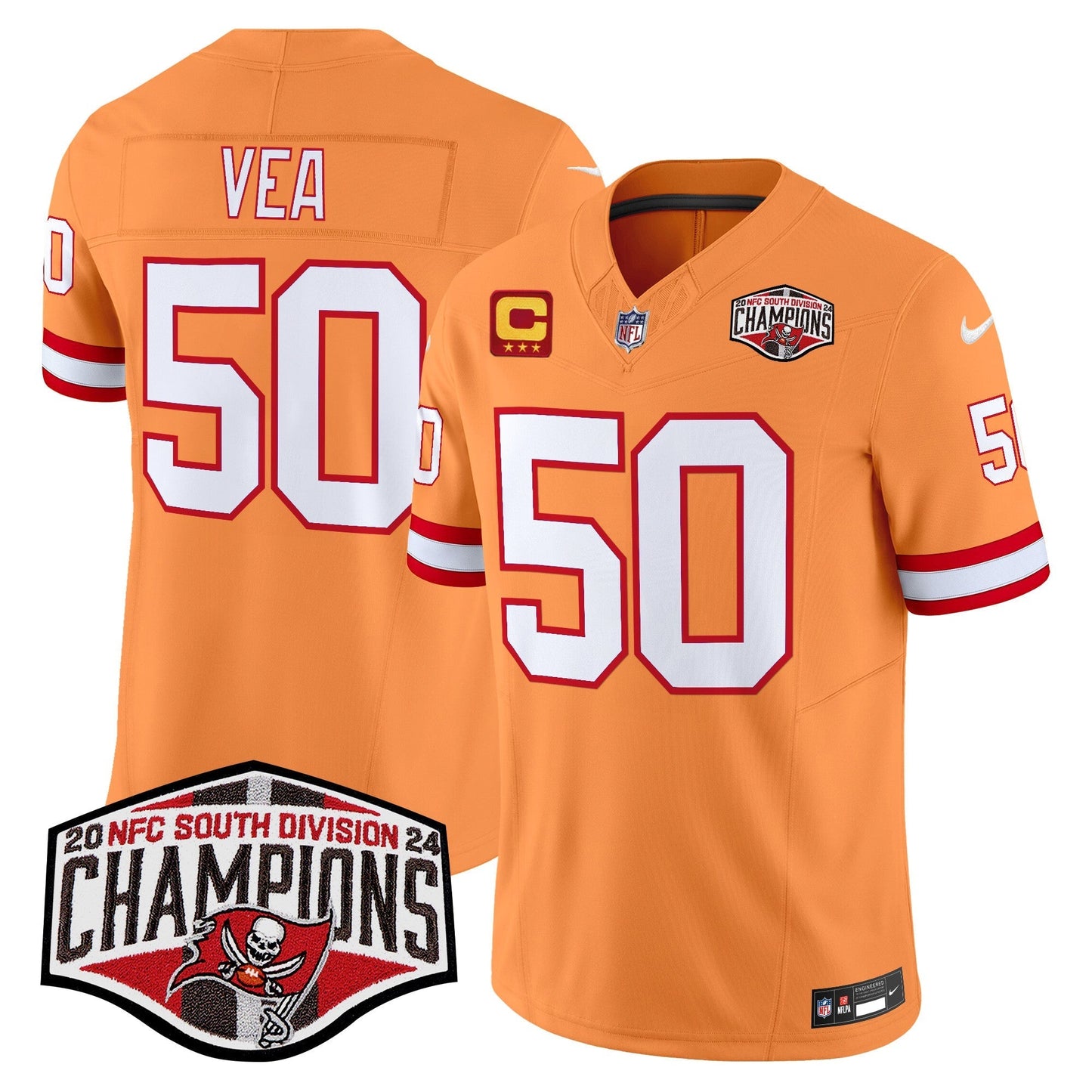 TB Throwback 2024 NFC South Division Champions Patch Vapor Limited Jersey - All Stitched