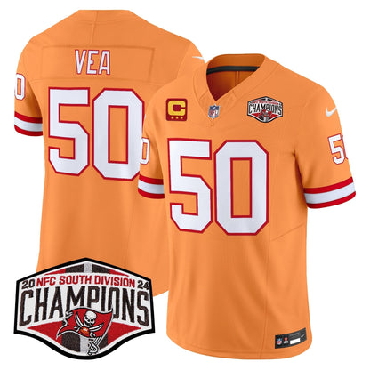 TB Creamsicle 2024 NFC South Division Champions Patch Vapor Limited Jersey - All Stitched