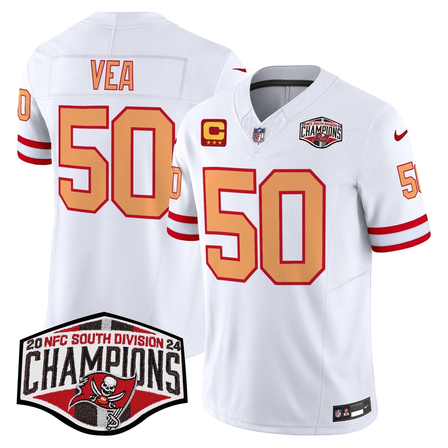TB Creamsicle 2024 NFC South Division Champions Patch Vapor Limited Jersey - All Stitched