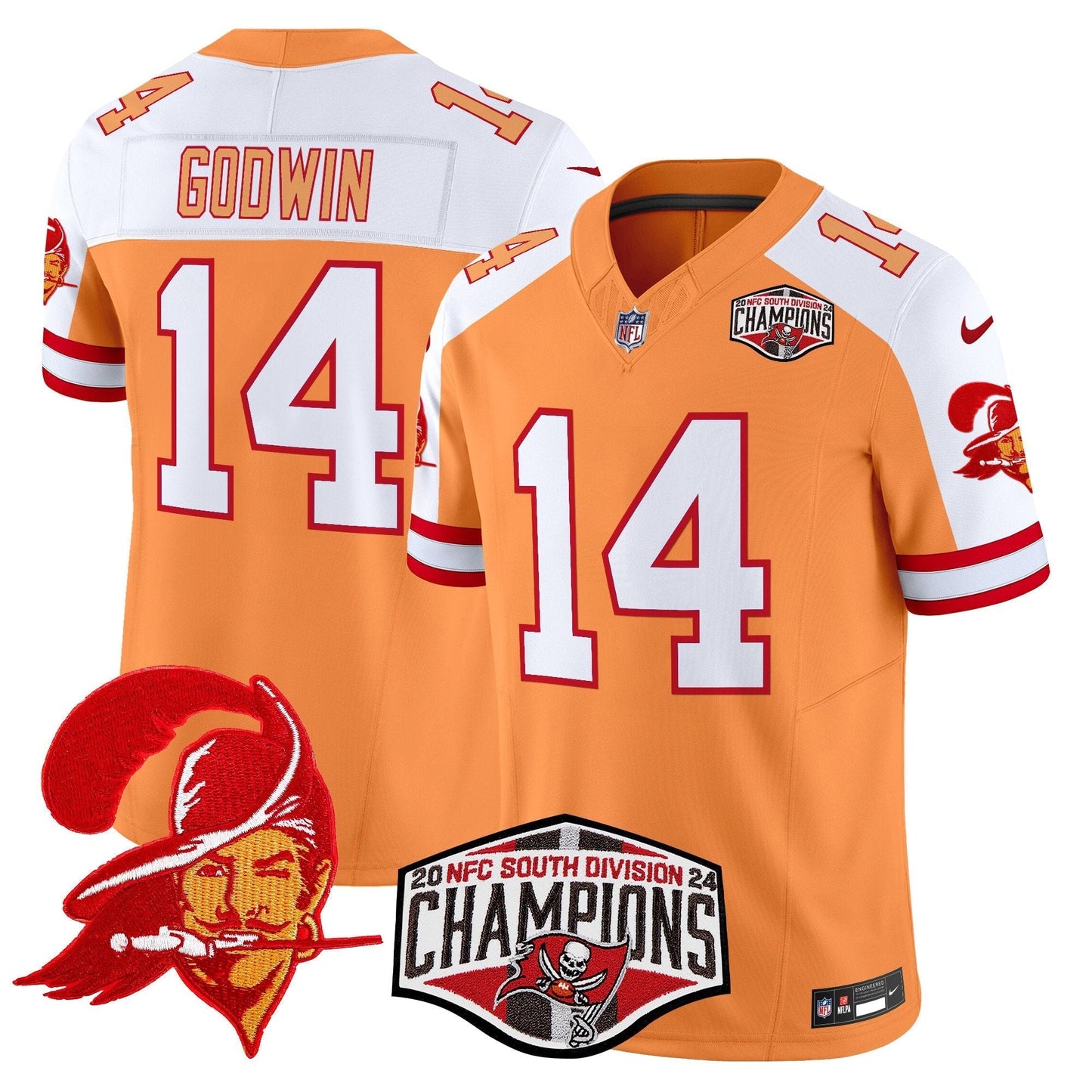 TB Throwback 2024 NFC South Division Champions Patch Vapor Limited Jersey - All Stitched