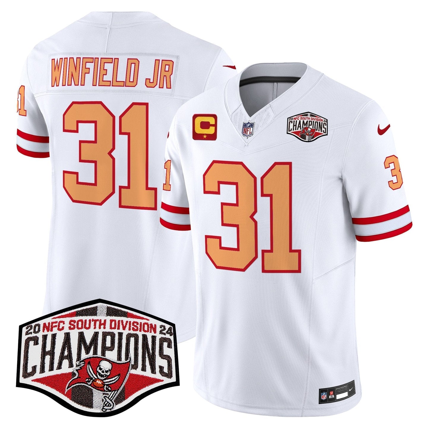 TB Creamsicle 2024 NFC South Division Champions Patch Vapor Limited Jersey - All Stitched