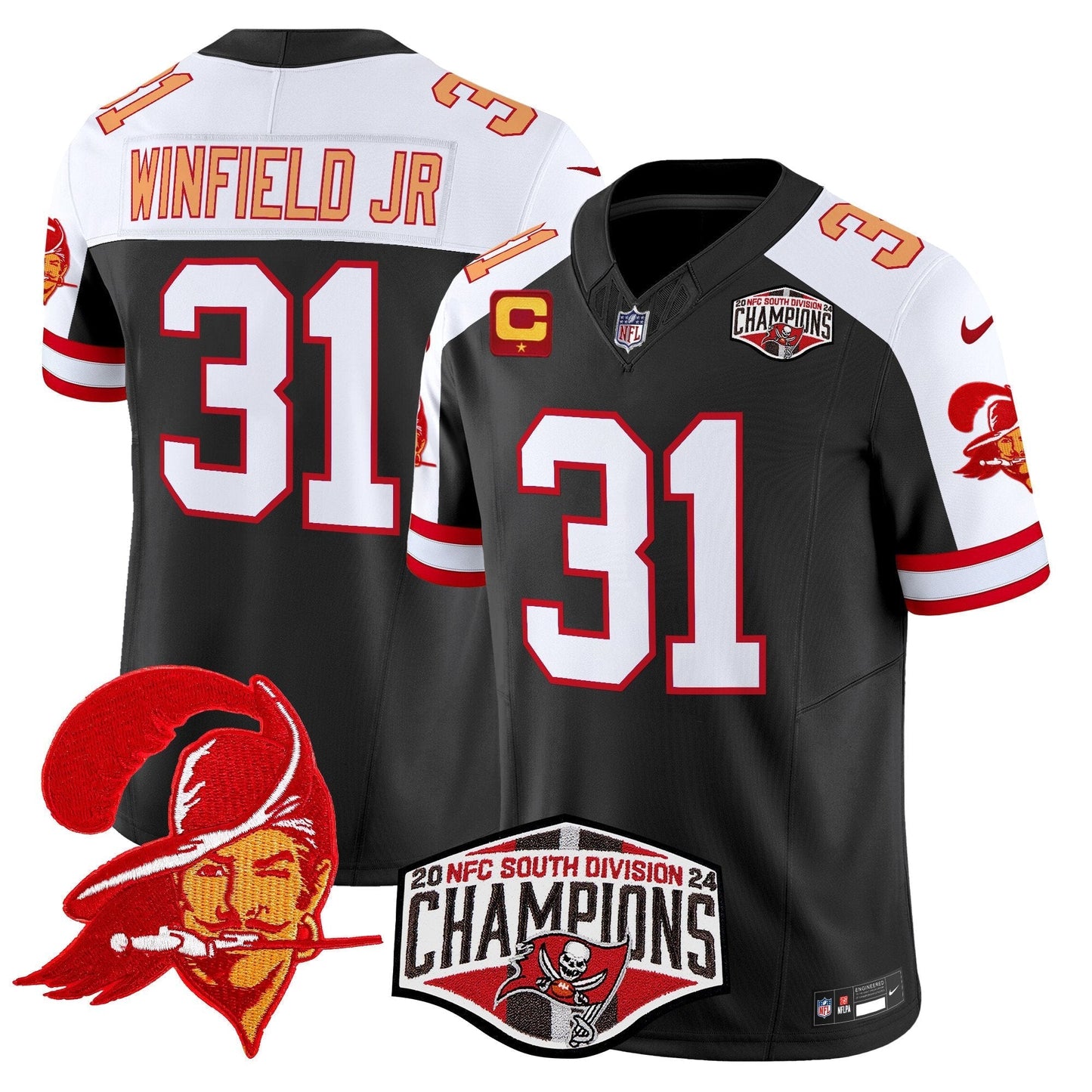 TB Creamsicle 2024 NFC South Division Champions Patch Vapor Limited Jersey - All Stitched