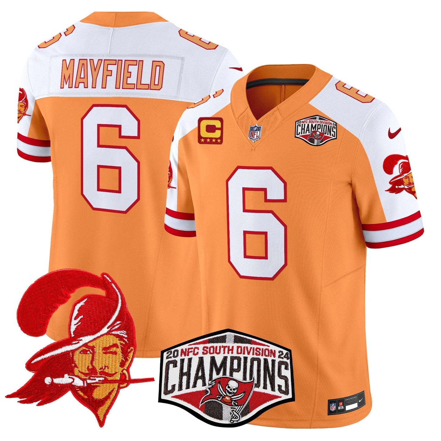 TB Creamsicle 2024 NFC South Division Champions Patch Vapor Limited Jersey - All Stitched