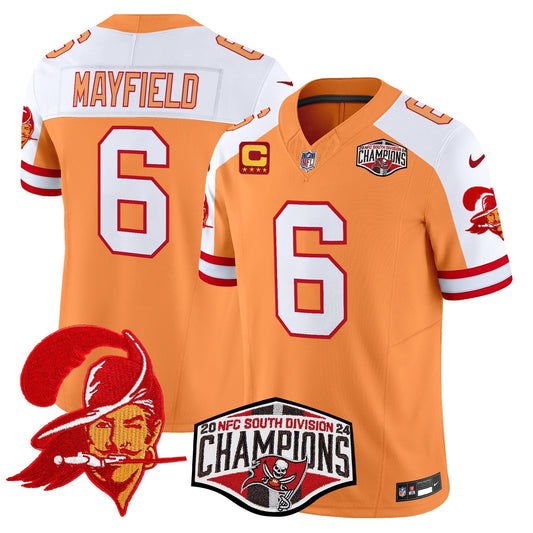 TB Creamsicle 2024 NFC South Division Champions Patch Vapor Limited Jersey - All Stitched