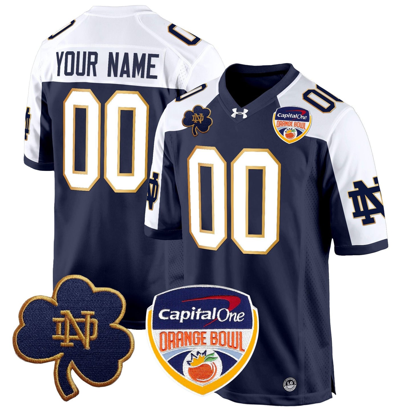 ND 2024 Orange Bowl Patch Game Custom Jersey - All Stitched