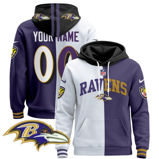 Baltimore Ravens Pullover Split Custom Hoodie - All Stitched