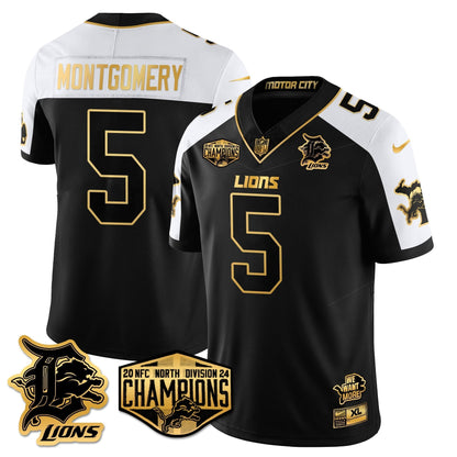 DET 2024 NFC North Champions Gold Jersey - All Stitched