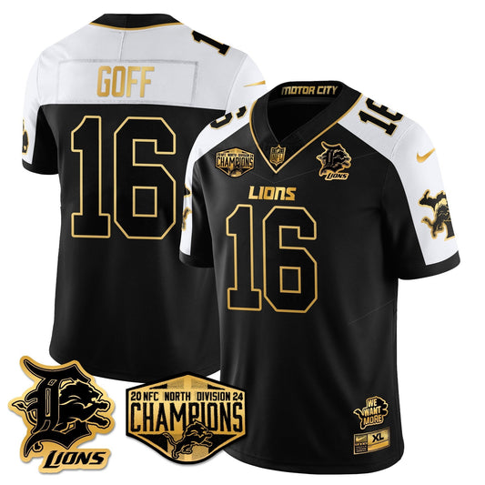 DET 2024 NFC North Champions Gold Jersey - All Stitched
