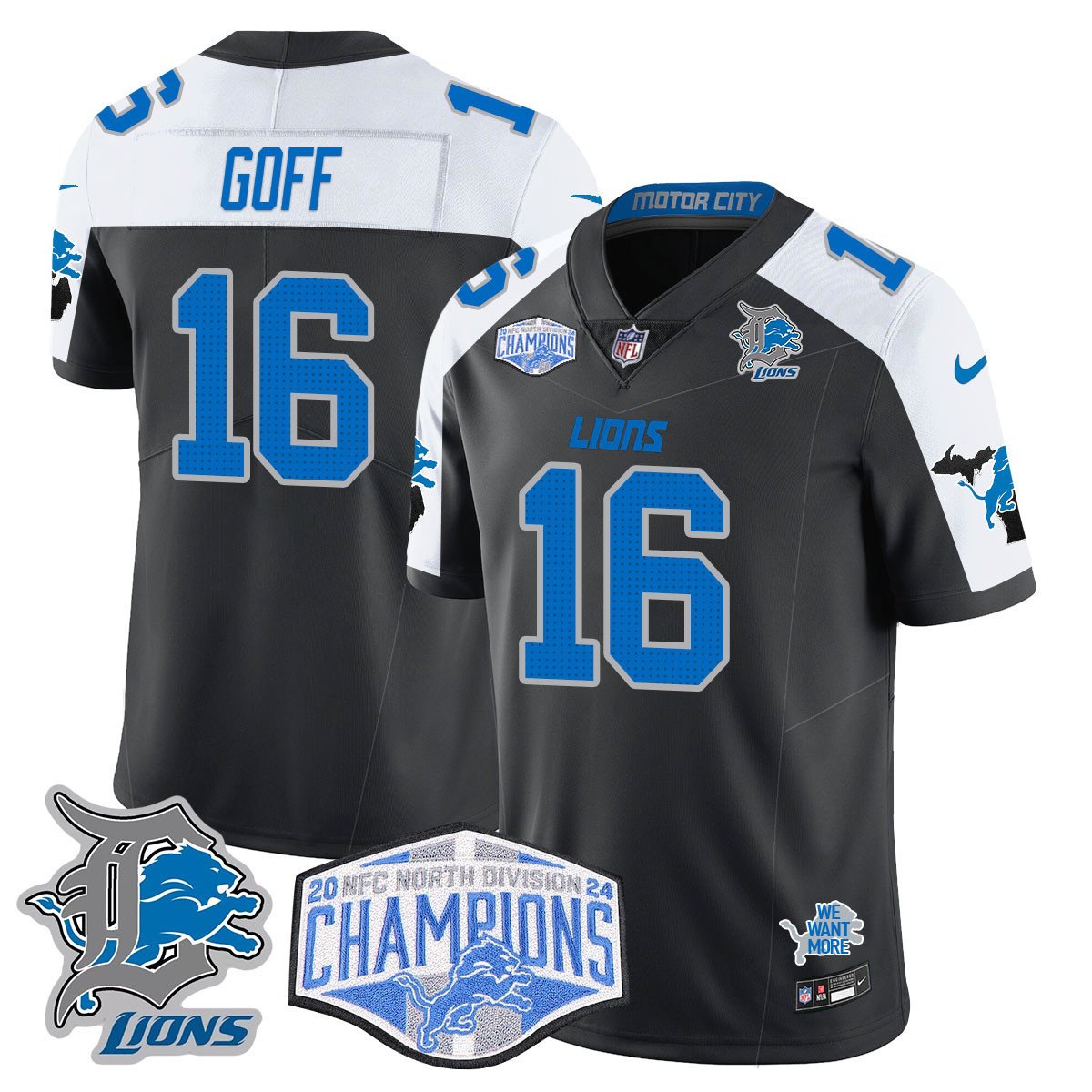 DET 2024 NFC North Champions Gold Jersey - All Stitched